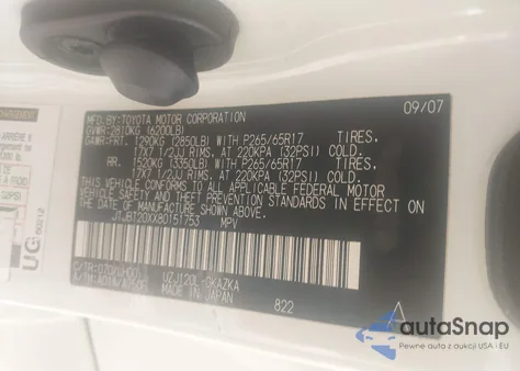 2008 Lexus Gx 470 from USA, damaged, VIN JTJBT20XX80151753